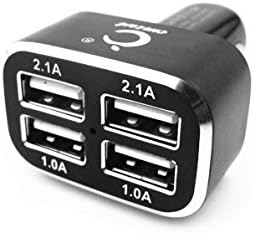 Bareas C-28 High Quality Lightning Car Charger -6.2 Amp 4 Port USB Gift USB Extension Cable(black)