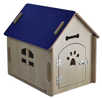 24x7 eMall Dog House Pet Wood Dog Kennel with Gate Indoor and Outdoor House Easy Assembly Ideal for Small and Medium Pets 31 x 27 x 21.5 Inches (Blue)