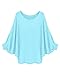 ZANZEA Women's Batwing Long Sleeve Oversized Sweater Plain Jumper Blouse Tops (10, Blue)