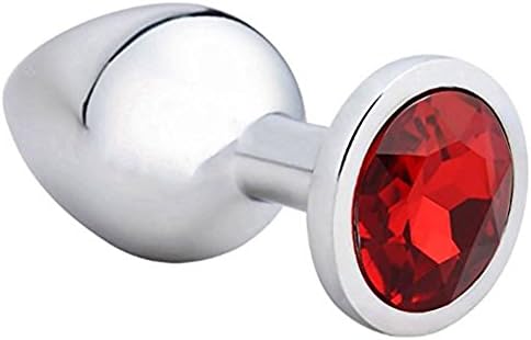 GaiNL Stainless Steel A-n-a-l Bu-tt Pl-ug Base With Jewelry Birth Stone Butt-Anal-Play(Small)(Red)