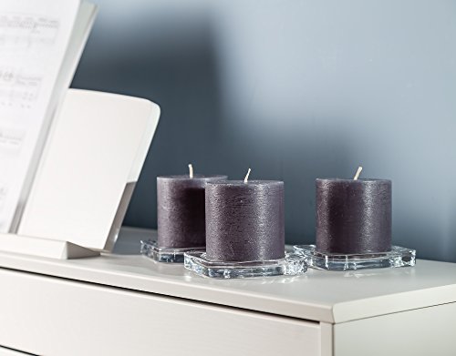 Set of 3 Charcoal Pillar Candles Dark Grey 3" x 4" Gray Rustic Unscented Dripless for Weddings Decoration Church Restaurant Spa Florist
