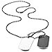 MOWOM White Black Silver Tone 2PCS Alloy Enamel Pendant Necklace Army Name Double Dog Tag
