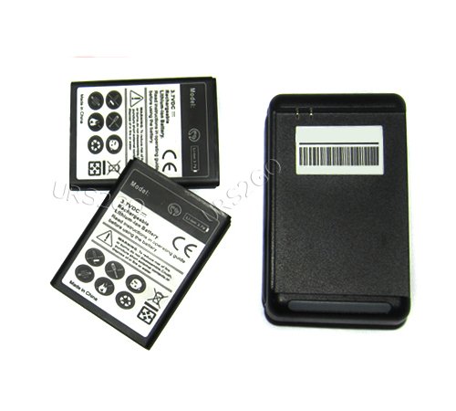 2 x 2850mAh Li-ion Battery Wall Charger For Samsung GALAXY Note , SGH-T879 (T-Mobile)