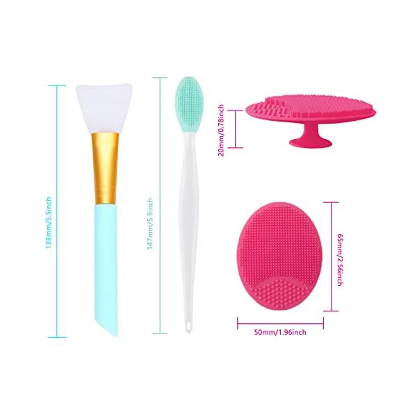 OBSCYON-4-Pcs-Manual-Silicone-Face-Scrubber-Facial-Cleansing-Brush1-Pcs-Silicone-Exfoliating-Lip-Brush-Nose-Cleaning-Brush-and-1-Pcs-Face-Mask-Brush-for-Lip-Skin-Smoothing-Cleaning OBSCYON 4 Pcs Manual Silicone Face Scrubber Facial Cleansing Brush,1 Pcs Silicone Exfoliating Lip Brush Nose Cleaning…