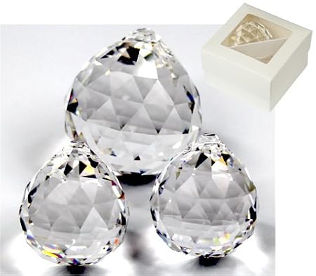 Rieser® premium-kristall Kugel Set 2x 30mm + 1x 40mm in Geschenkbox - Kristall Glas klar 30%PbO - Feng Shui - Regenbogenkrist