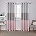 Exclusive Home Curtains - EH7970-06 2-96G Chateau Striped Faux Silk Grommet Top Curtain Panel Pair, 54x96, Blush, 2 Piece