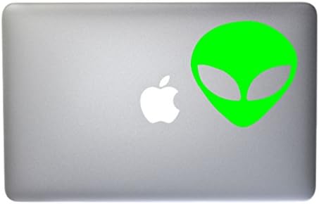 Martian Alien Face Vinyl Decal for Macbook, Laptop or other device 5 Inch (neon green)