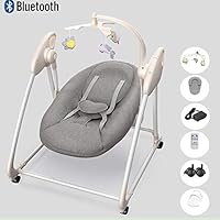 HOMESROP Baby Bouncer Chair and Rocker Suitable from Birth for New-Born Electric Intelligent Voice Control Four-Wheeled Movable Cradle Appease Lounger Shaker