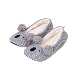 MiYang Women's Super Soft Lovely Animal Ballerina Slipper Grey L