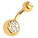 Thenice 4 Pcs Short Paragraph Rough Short Needle Gold White Rock Navel Nail Navel Ring