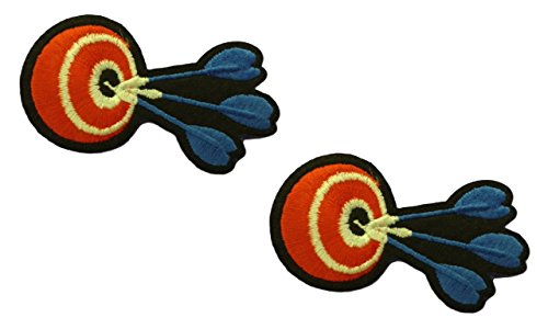 2 pieces DARTS Iron On Patch Applique Motif Fabric Children Games Dartboard Decal 2.7 x 1.6 inches (6.8 x 4 cm)