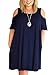 Nemidor Women's Cold Shoulder Plus Size Casual T-shirt Swing Dress With Pockets