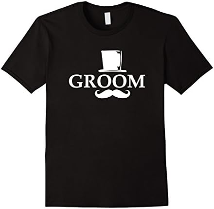 Men's Groom Mustache And Top Hat Wedding Bachelor Party T-Shirt  XL Black