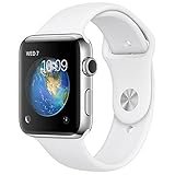 Renewed Apple Watch Series 2, 42mm Stainless Steel Case with White Sport Band