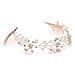 Mariell Rose Gold Crystal Hair Vine for Brides, Blush Gold Flexible Wedding Headpiece with Double Combs