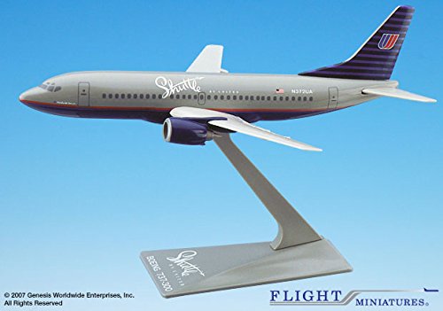 Flight Miniatures Shuttle by United 737-300 1:200 Scale - Plastic Snap-Fit Model Airplane - Collectible Replica of United Shuttle Airlines Aircraft - Part# ABO-73730H-015
