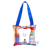 Boy's Tooth Fairy Pillow in Navy and Tangerine Madras Print