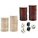 ASNEY Wooden Backgammon Pieces, Solid Wood Checker Pieces Set Board Game Table Chips and 5 Dices, Includes Storage Bag (1.34