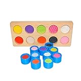 Sensory Wooden Teaching aids Tactile Board Kindergarten Children Toys Touch and Match Board for Kids Sensory Toy Colorful Tactile Search and Match Soft Textures Sensory Memory Game