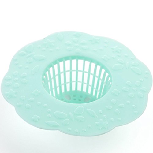 Wild Tribe Hair Drain Clog Remover Cleaning Tool,Kitchen Bath Sink Strainer,Drain Protector Filter Net Drain Hair Catcher Stopper,Pack of 6 (Green)