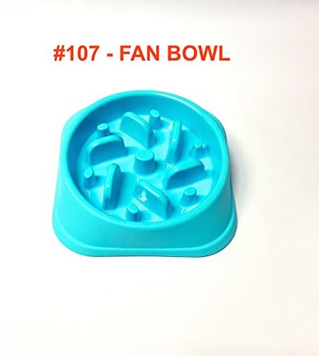 Alpha Dog Series Fun Feeder Slow Feeder Interactive Bloat Stop Dog Bowl (107 - FAN, TEAL BLUE)