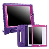 HDE Case for iPad Mini 1 2 3 Kids Shockproof Bumper Hard Cover Handle Stand with Built in Screen Protector for Apple iPad Mini 1st 2nd 3rd Generation (Purple Pink)