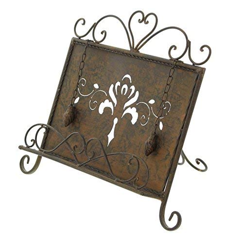 Antique Metal ♥Cookbook Stand Recipe Book Stand for Kitchen Easel Weighted Chain