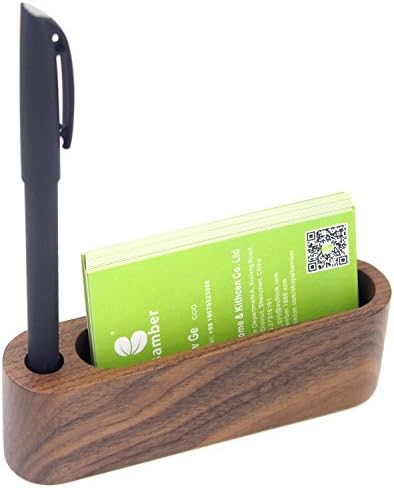 Bamber Wood Business Card Holder, Business Card Case for Men and Women, Business Card Stand and Protector, Slim Design