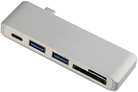 ThreeBot Slim Aluminum Type-C Multi-Port Hub USB 3.0 5 in 1 Combo Hub for MacBook Pro 2015/2016, Google Chromebook 2016 (silver)
