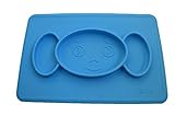 Non-Slip Silicone Placemat Plate for Toddlers,Children,Infants, Kids & Babies - Toddler Divided Plates - Strong Suction Tray - 100% Safe Food Mat (Blue)
