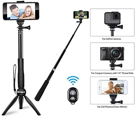 HiSayee Bluetooth Selfie Stick, Extendable Selfie Stick with Wireless Remote and Tripod Stand Selfie Stick for iPhone 8/8 Plus/iPhone X/iPhone 7/iPhone 7 Plus/Galaxy S9/S9 Plus/Note 8/S8 /S8 Plus/More