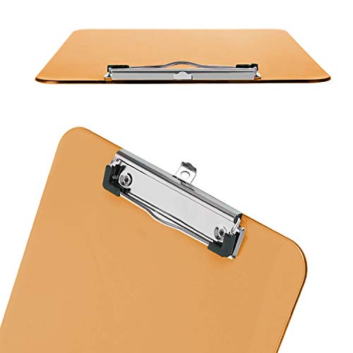 Plastic Clipboards, 6 Pack Hangable Letter Size with Side Ruler Flat Clip Low Profile Colorful Clipboards Office Supplies Durable Strong,A4 Stand Size 9"x12.5" Assorted (Clear,BLue,Orange)Multi Pack