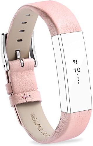 FITEEN Leather Bands for Fitbit Alta and Fitbit Alta HR Strap Style,Small Large-Pink