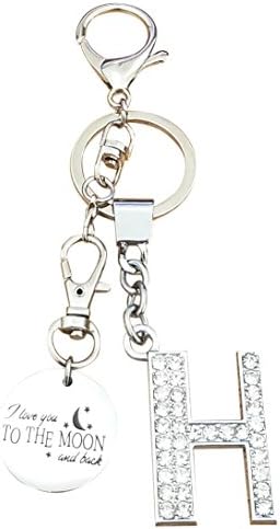 AM Landen "I Love you to the moon and back" Bling Alphabet Letter H Keychains Key-chains Best Gift Keychains For Friends &amp; Family