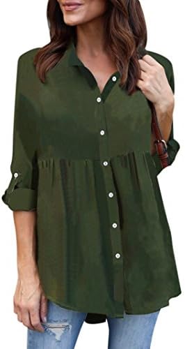 Amanod Womens Plus Size Solid Long Sleeve Casual Chiffon Ladies OL Work Top T Shirt