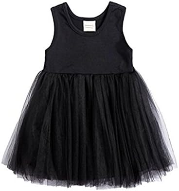Guandiif Baby Girls Dresses Lace Sleeveless Tulle Tutu Princess Dress Cute Toddler Dress For Kid Girls 18-24 Months Black