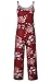 Womens Summer Comfy Floral Printed Jumpsuit Halter Sleeveless Wide Leg Lounge Long Pants Beach Strap Jumpsuits Rompers (M, Wine Red)