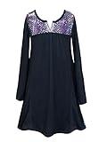 Truly Me Big Girls Tween Ombre Sequins Yoke Long Sleeve Dress, Black, 7-16