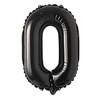 16" inch Single Black Alphabet Letter Number Balloons Aluminum Hanging Foil Film Balloon Wedding Birthday Party Decoration Banner Air Mylar Balloons (16 inch Black 0)