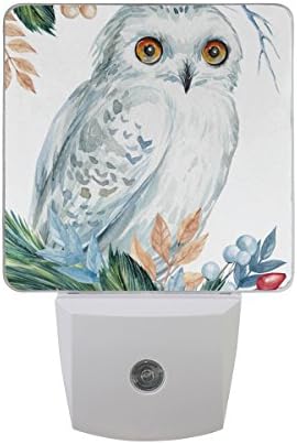 JOYPRINT Led Night Light Watercolor Animal White Owl Tree, Auto Senor Dusk to Dawn Night Light Plug in for Kids Baby Girls Boys Adults Room