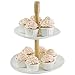 Sweese Cupcake Stand - 2 Tier Porcelain Dessert Platter,Ivory White and Odd Shape