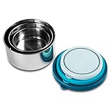 MIRA Set of 3 Stainless Steel lunch box, food storage containers, Multi Color (Blue/Brown)