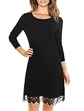 Allegra K Women Long Sleeves Scalloped Crochet Hem Tunic Dress
