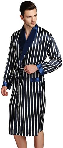 Men's Long Sleeve Printed Satin Robe