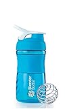 BlenderBottle SportMixer Tritan Grip Shaker Bottle, Aqua/White, 20-Ounce