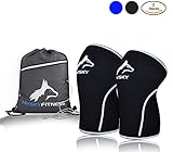 Knee Sleeves ( 1 Pair w/ Gym Bag ) Support & Pain Compression for Powerlifting, CrossFit, Weightlifting, WOD – HVSKY Fitness 7mm Neoprene Knee Sleeves – Unisex