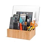 MobileVision Bamboo Charging Station with Extension Compartments for Smartphones, Tablets, Laptops Charging Dock Plus Stationary Item Holder