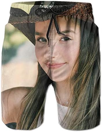 Mens Summer Swim Trunks Quick Dry Funny Beach Board Shorts with Mesh Lining - Annie Cowboy Leblanc