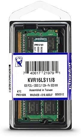 Kingston Technology 8GB 1600MHz DDR3L (PC3-12800) 1.35V Non-ECC CL11 SODIMM Intel Laptop Memory KVR16LS11/8 [New Improved Version