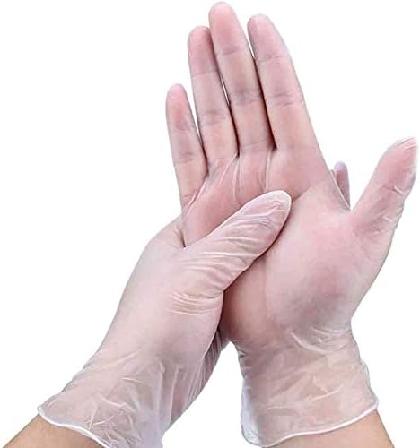 SHENTIANWEI Vinyl Disposable Gloves Latex and Powder-free for Cleaning Cooking Beauty Dishwashing - 100 Pieces (S, Clear)